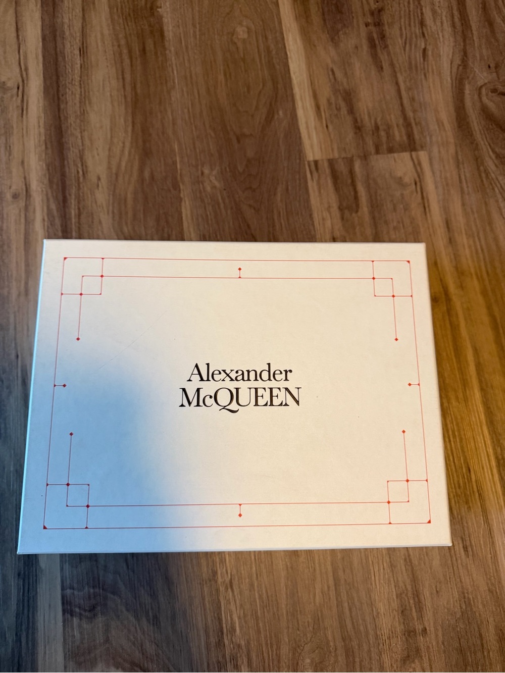 Alexander McQueen White Box with Red Border Accent